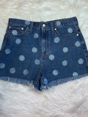 Madewell The Perfect Vintage Jean Shorts Polka Dot Edition Womens Size 29 Preppy